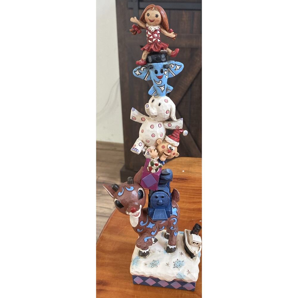 Jim Shore Rudolph The Red Nose Reindeer And Stack Of Misfit Toys